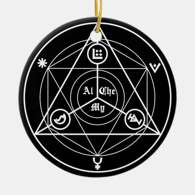 Alchemy manifesto ceramic tree decoration (Front)