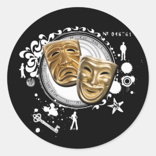 Alchemy of Acting Drama Masks Classic Round Sticker