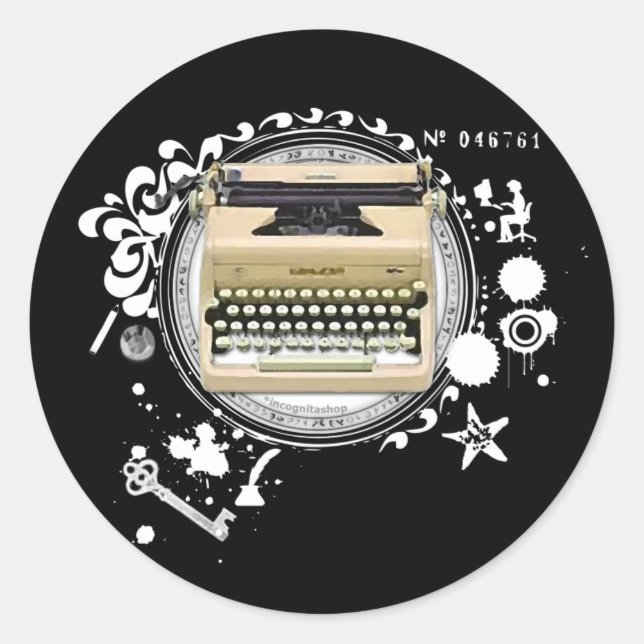 Alchemy of Writing Typewriter Classic Round Sticker (Front)