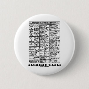 Alchemy Table (Mediaeval Chemistry Symbols) 6 Cm Round Badge