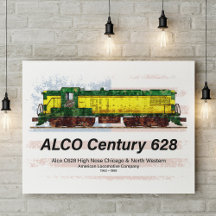 Alco C-628 Diesel Locomotive and American flag
