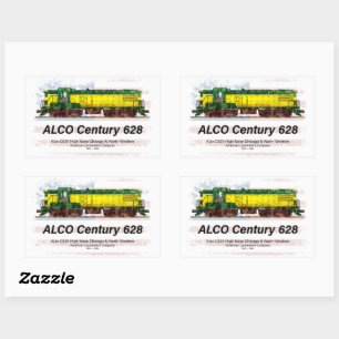 Alco C-628 Diesel Locomotive and American flag Rectangular Sticker