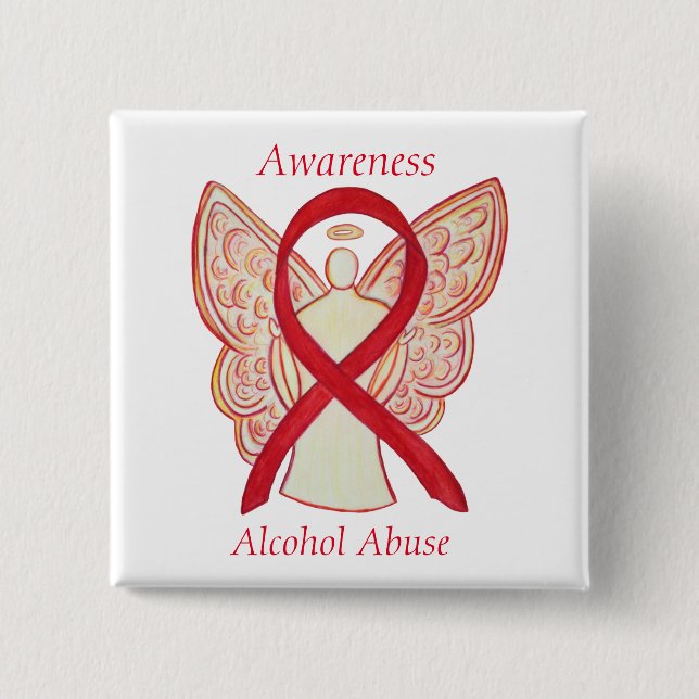 Alcohol Abuse Awareness Ribbon Angel Custom Pin (Front)