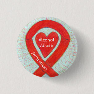Alcohol Abuse Red Heart Awareness Ribbon Pin
