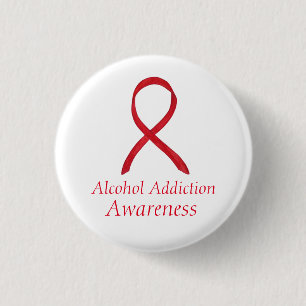 Alcohol Addiction Awareness Red Ribbon Pin