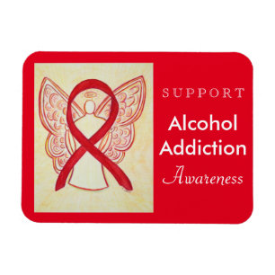 Alcohol Addiction Awareness Ribbon Angel Magnet