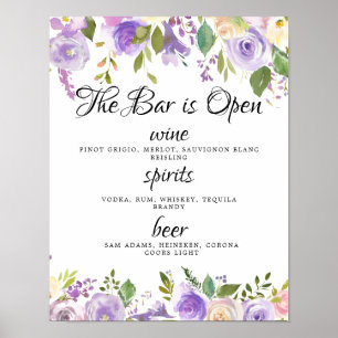 Alcohol, Cocktail Drinks Bar Editable Wedding Sign