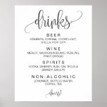 Alcohol Cocktail Drinks Bar Editable Wedding Sign<br><div class="desc">Drinks menu sign for your wedding reception bar. Print on kraft for a rustic look!</div>