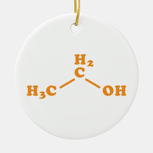 Alcohol Ethanol Molecular Chemical Formula Ceramic Ornament (Front)