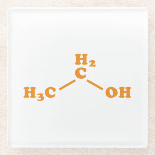 Alcohol Ethanol Molecular Chemical Formula Glass Coaster