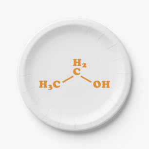 Alcohol Ethanol Molecular Chemical Formula Paper Plate