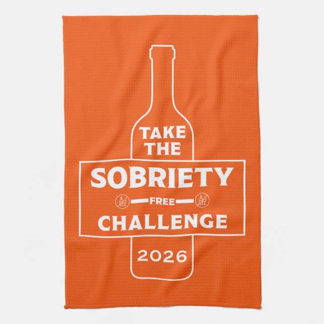  Alcohol Free And Sober Challenge Tea Towel (Vertical)
