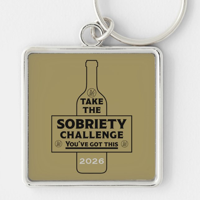 Alcohol Free And Sober Key Ring (Front)