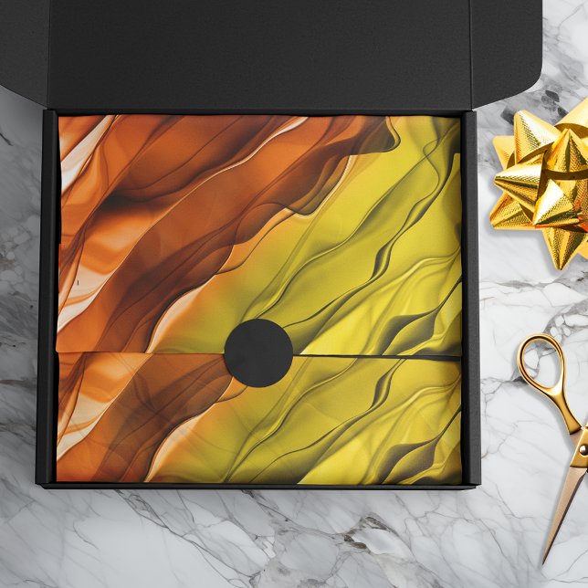 Alcohol Ink Abstract Layer Shades of Orange Yellow Tissue Paper (Creator Uploaded)