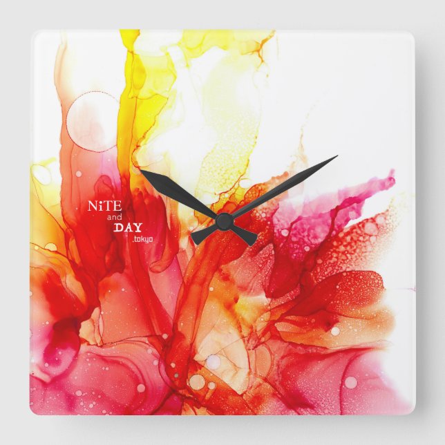 Alcohol Ink - Abstract Painting - Square Wall Cloc Square Wall Clock (Front)