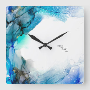 Alcohol ink - abstract painting square wall clock