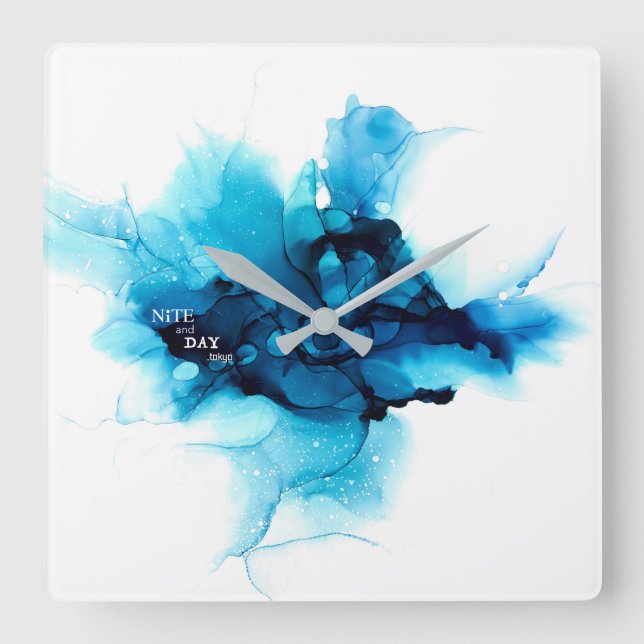 Alcohol ink - abstract painting square wall clock (Front)