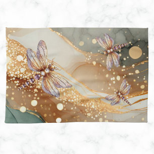 ALCOHOL INK AND JEWEL DRAGONFLY TEA TOWEL