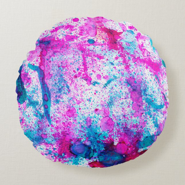 Alcohol Ink Art. Abstract painting. Alcohol Ink ba Round Cushion (Front)