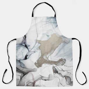 Alcohol Ink Art. Delicate and Black Spots. Sky clo Apron