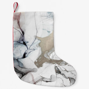 Alcohol Ink Art. Delicate and Black Spots. Sky clo Small Christmas Stocking