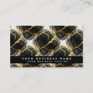 Alcohol Ink B&W + Gold Marble Business Cards