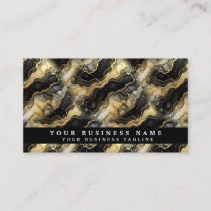 Alcohol Ink B&W + Gold Marble Business Cards