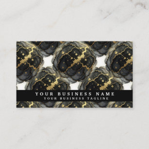 Alcohol Ink B&W + Gold Marble Business Cards