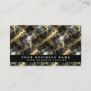 Alcohol Ink B&W + Gold Marble Business Cards