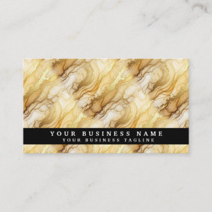 Alcohol Ink B&W + Gold Marble Business Cards