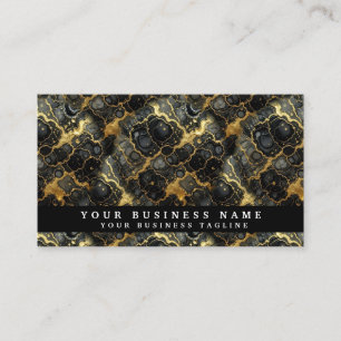Alcohol Ink Black & Gold Marble Business Cards