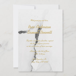 Alcohol Ink Black White Glitter Wedding Invitation