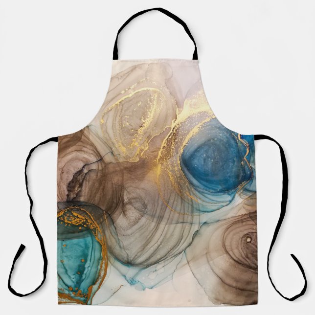 Alcohol Ink, Bleached Mineral Abstract. Apron (Front)