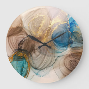 Alcohol Ink, Bleached Mineral Abstract. Large Clock