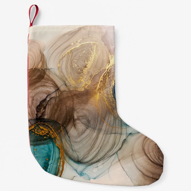 Alcohol Ink, Bleached Mineral Abstract. Small Christmas Stocking (Front)