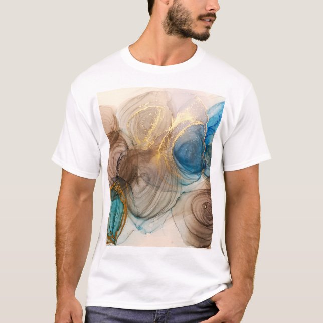 Alcohol Ink, Bleached Mineral Abstract. T-Shirt (Front)