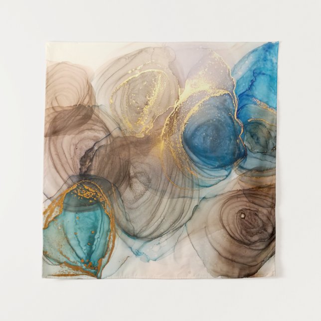 Alcohol Ink, Bleached Mineral Abstract. Tapestry (Front)