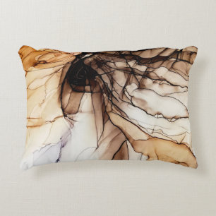 Alcohol Ink Color. Gray Handmade Marble Texture. G Decorative Cushion