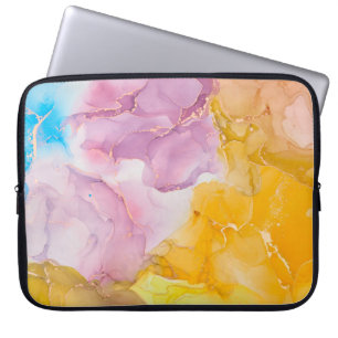 Alcohol ink colors translucent. Fluid Art. Modern Laptop Sleeve