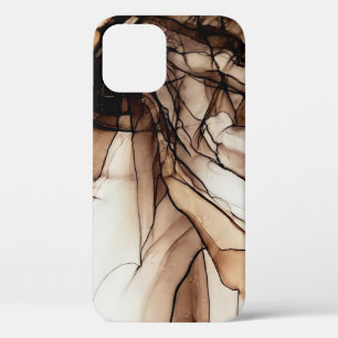 Alcohol Ink Colour. Grey Handmade Marble Texture. iPhone 12 Case