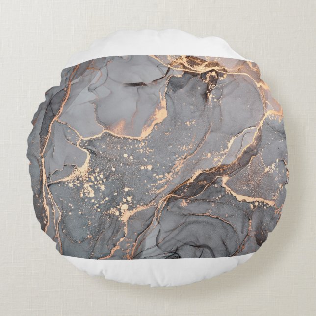 Alcohol ink colours translucent. Abstract multicol Round Cushion (Front)