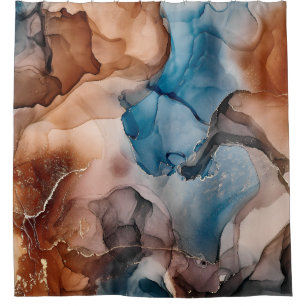 Alcohol ink colours translucent. Abstract multicol Shower Curtain