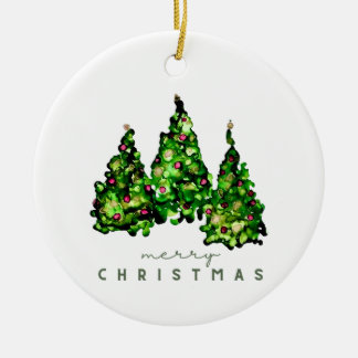 Alcohol Ink Design Christmas Tree Ceramic Ornament
