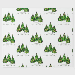 Alcohol Ink Design Christmas Tree Gift Wrap