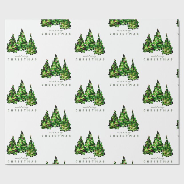 Alcohol Ink Design Christmas Tree Gift Wrap (Flat)