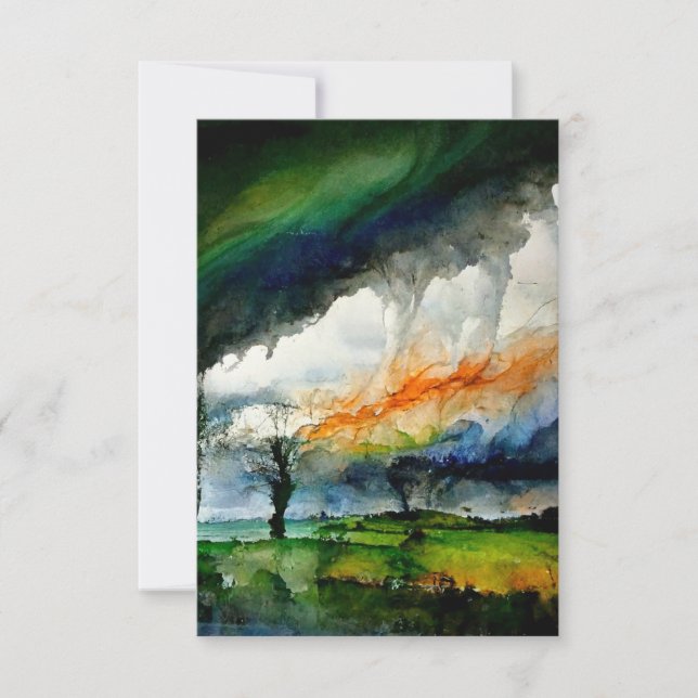 Alcohol Ink Digital Art Rainstorm Rainbow Thank You Card (Front)