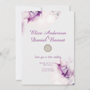 Alcohol Ink Floral Purple Chic Wedding Invitation