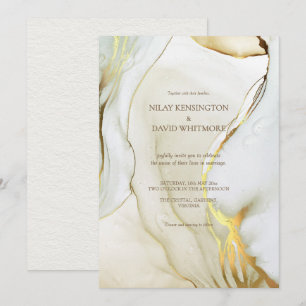 Alcohol Ink Gold Chic Wedding Invitations