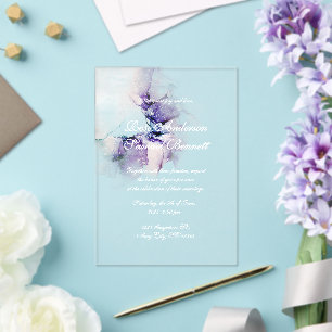 Alcohol Ink Purple Acrylic Invitation