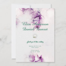 Alcohol Ink Purple Elegant Wedding Invitation